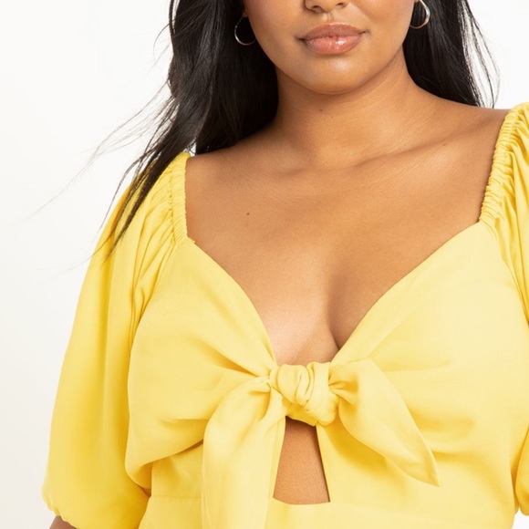 Tie Front Linen Romper - Picture 2 of 4